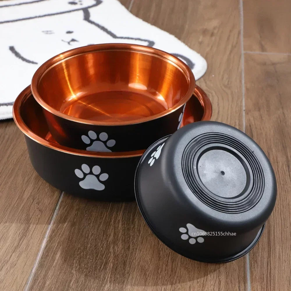 Non-slip stainless steel dog bowl