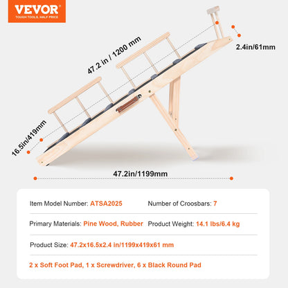 VEVOR Hundetreppe – Klappbare, rutschfeste Rampe aus Holz