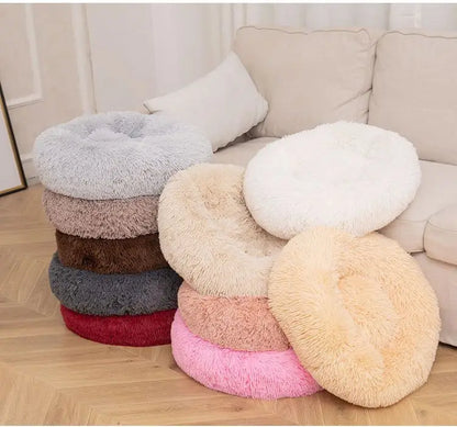 Round Plush Pet Bed – Soft, Washable Cuddle Nest