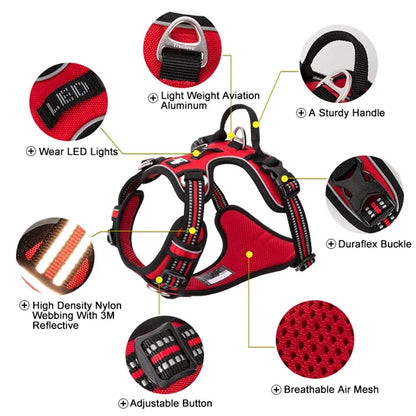 Truelove Reflective Nylon Dog Harness - Adjustable &amp; Anti-Pull