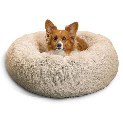 Round Plush Pet Bed – Soft, Washable Cuddle Nest