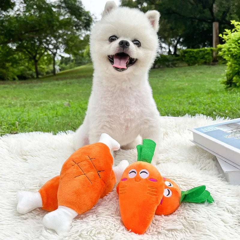 Quietschkarotte/-fleisch – Lustiges Plüschspielzeug für Hund